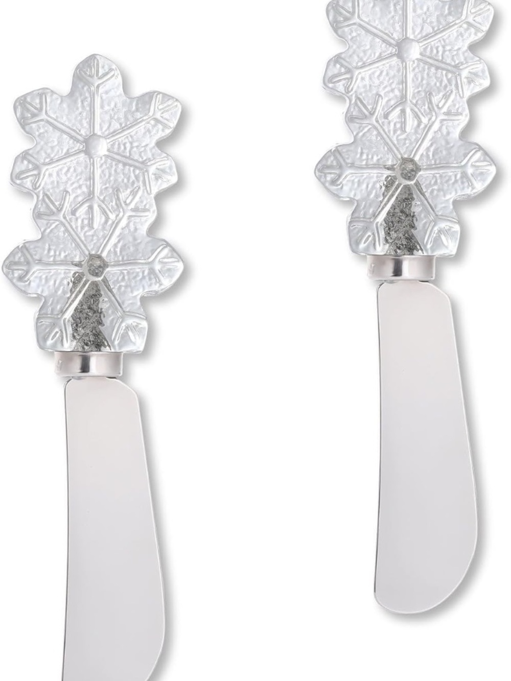 Snowflakes Snowman Cheese Spreader Set, Transparent Polyresin Handle with Stainl